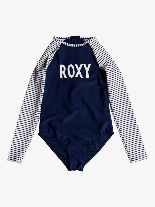 roxy, Girl's 7-14 Downtown Lights Long Sleeve UPF 50 Zipped One-Piece Rashguard, MEDIEVAL BLUE (bte0) 0 Girl's 7-14 Downtown Lights Long Sleeve UPF 50 Zipped One-Piece Rashguard Blue ERGWR03098 Roxy