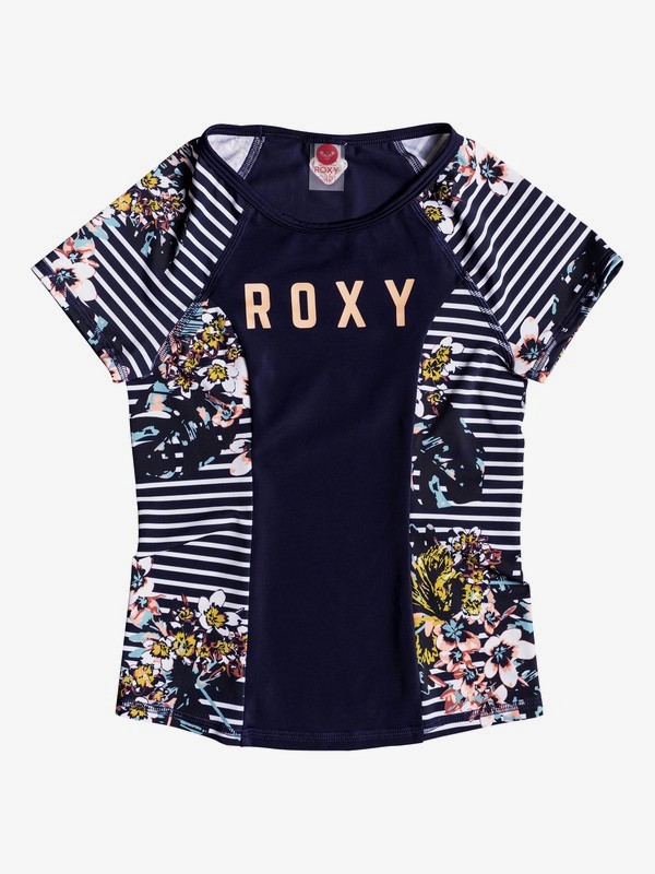 roxy, Girl's 7-14 Keep In Flow Short Sleeve UPF 50 Rash Guard, MEDIEVAL BLUE BOARDWALK (bte6) 0 Girl's 7-14 Keep In Flow Short Sleeve UPF 50 Rash Guard Blue ERGWR03099 Roxy