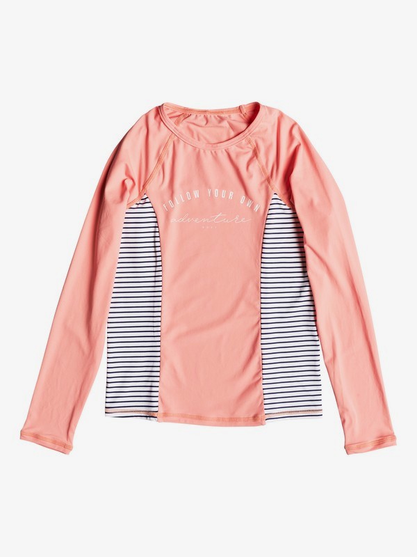 roxy, Girl's 7-14 Tropi Sporty Long Sleeve UPF 50 Rashguard Set, SOUFFLE (mfg0) 0 Girl's 7-14 Tropi Sporty Long Sleeve UPF 50 Rashguard Set Pink ERGWR03110 Roxy