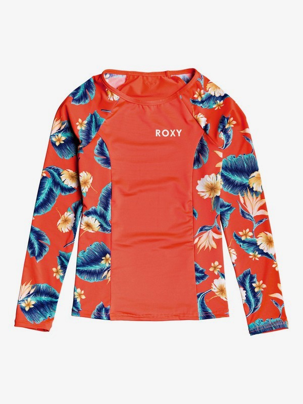 roxy, Girl's 7-14 ROXY Long Sleeve UPF 50 Rashguard, F CORAL N TROPICAL LOVE RG SW (xmmb) 0 Girl's 7-14 ROXY Long Sleeve UPF 50 Rashguard Pink ERGWR03125 Roxy