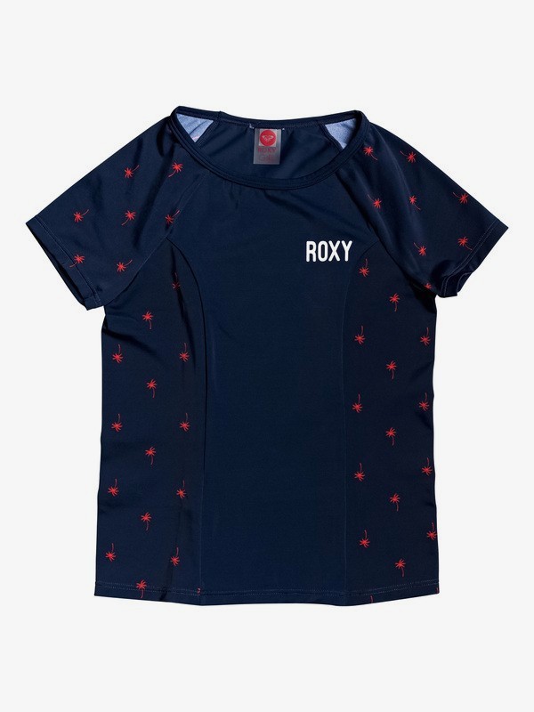 roxy, Girl's 7-14 Chasing Love Short Sleeve UPF 50 Rashguard, DRESS BLUES PALMITO (btk6) 0 Girl's 7-14 Chasing Love Short Sleeve UPF 50 Rashguard Blue ERGWR03136 Roxy