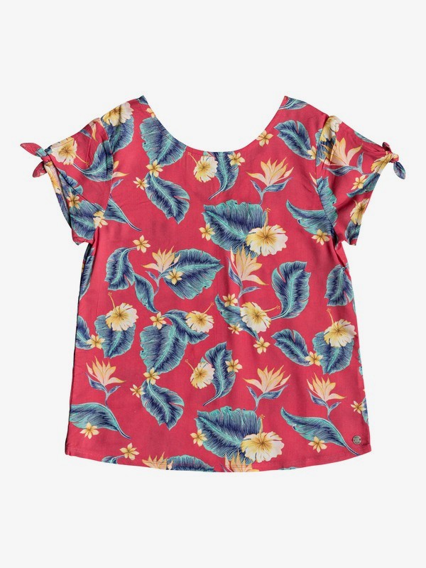 roxy, Girl's 7-14 Repeat All Short Sleeve Top, BARBERRY TROPICAL LOVE RG (mpt6) 0 Girl's 7-14 Repeat All Short Sleeve Top Pink ERGWT03047 Roxy