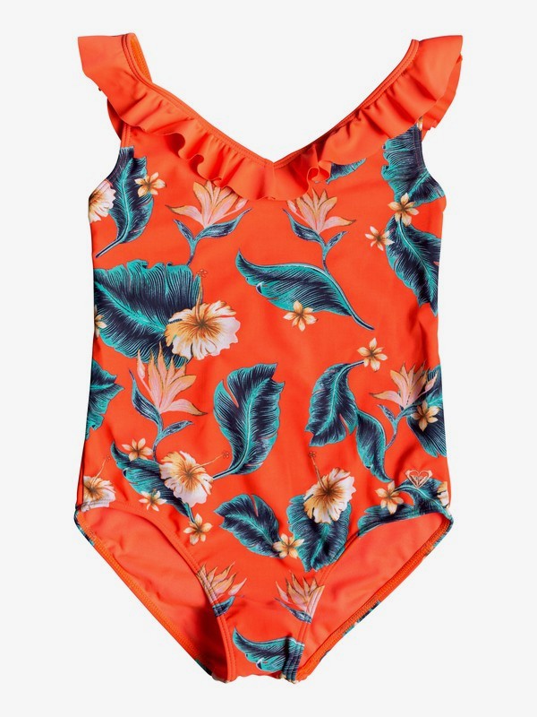 roxy, Girl's 7-14 Seaside Lover One-Piece Swimsuit, F CORAL N TROPICAL LOVE RG SW (xmmb) 0 Girl's 7-14 Seaside Lover One-Piece Swimsuit Pink ERGX103053 Roxy