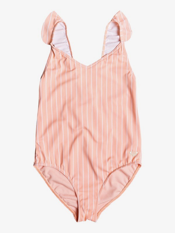 roxy, Girl's 7-14 Field Of Love One-Piece Swimsuit, PEACH BUD S POOL STRIPES (meg3) 0 Girl's 7-14 Field Of Love One-Piece Swimsuit Pink ERGX103055 Roxy