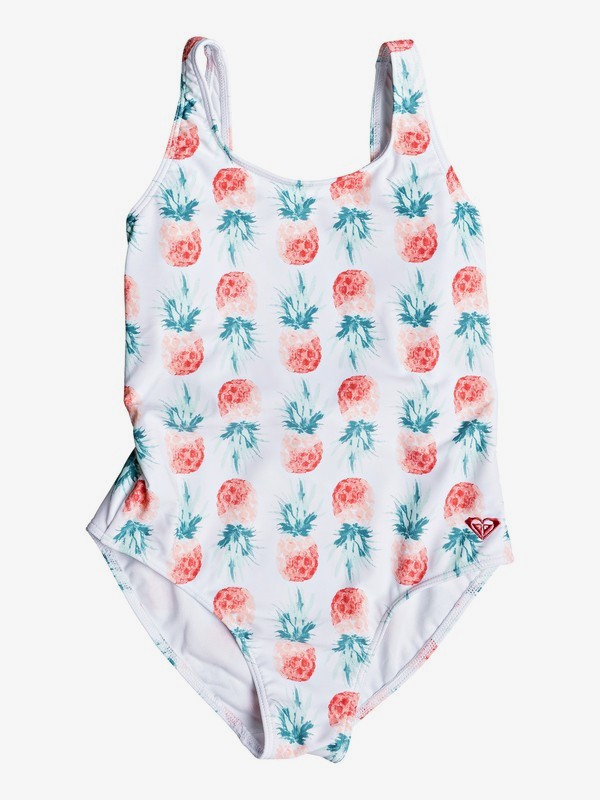 roxy, Girl's 7-14 Kind Of Fun One-Piece Swimsuit, BRIGHT WHITE S SMALL PINEAPPLE (wbb8) 0 Girl's 7-14 Kind Of Fun One-Piece Swimsuit White ERGX103059 Roxy