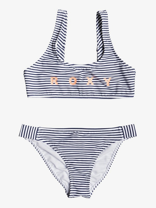 roxy, Surfing Free - Ensemble de bikini brassière sport pour Fille 8-16 ans, MEDIEVAL BLUE COSY STRIPES SWI (bte4) 0 Surfing Free - Ensemble de bikini brassière sport pour Fille 8-16 ans Bleu ERGX203186 Roxy