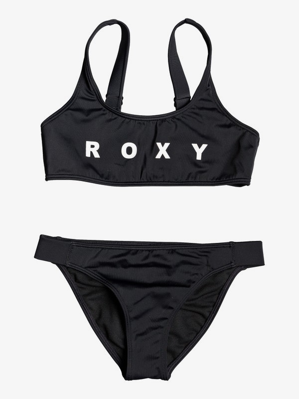 roxy, Girl's 7-14 Surfing Free Sports Bra Bikini Set, TRUE BLACK (kvj0) 0 Girl's 7-14 Surfing Free Sports Bra Bikini Set Black ERGX203186 Roxy