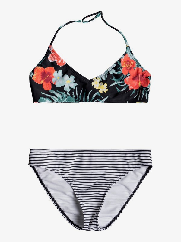 roxy, Happy Spring - Ensemble de bikini bralette pour Fille 8-16 ans, ANTHRACITE HIBISCUS TWIST SWIM (kvj5) 0 Happy Spring - Ensemble de bikini bralette pour Fille 8-16 ans Noir ERGX203193 Roxy