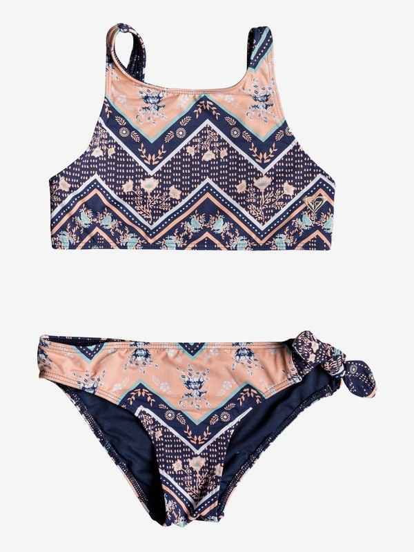 roxy, Heart In The Waves - Ensemble de bikini crop-top pour Fille 8-16 ans, MED BLUE NEWPORT BORDER SW (bte7) 0 Heart In The Waves - Ensemble de bikini crop-top pour Fille 8-16 ans Bleu ERGX203200 Roxy