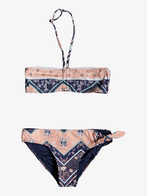 roxy, Heart In The Waves - Ensemble de bikini bandeau pour Fille 8-16 ans, MED BLUE NEWPORT BORDER SW (bte7) 0 Heart In The Waves - Ensemble de bikini bandeau pour Fille 8-16 ans Bleu ERGX203202 Roxy