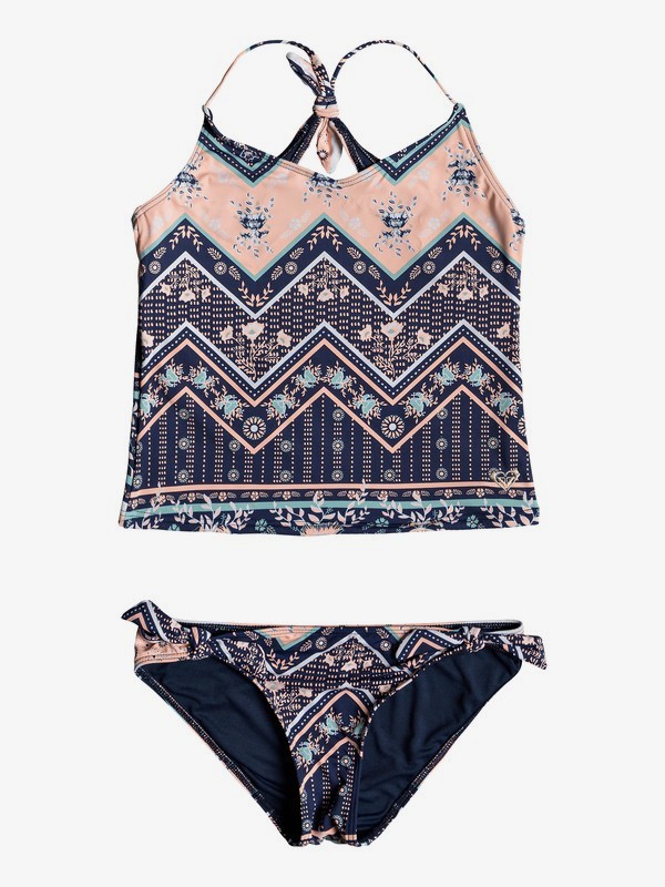 roxy, Girl's 7-14 Heart In The Waves Tankini Set, MED BLUE NEWPORT BORDER SW (bte7) 0 Girl's 7-14 Heart In The Waves Tankini Set Blue ERGX203214 Roxy
