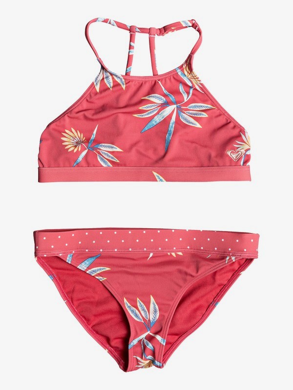 roxy, Girl's 7-14 Folky Way Crop Top Bikini Set, CHRYSANTHEMUM ROUGH FLOWERS (rnf7) 0 Girl's 7-14 Folky Way Crop Top Bikini Set Red ERGX203233 Roxy