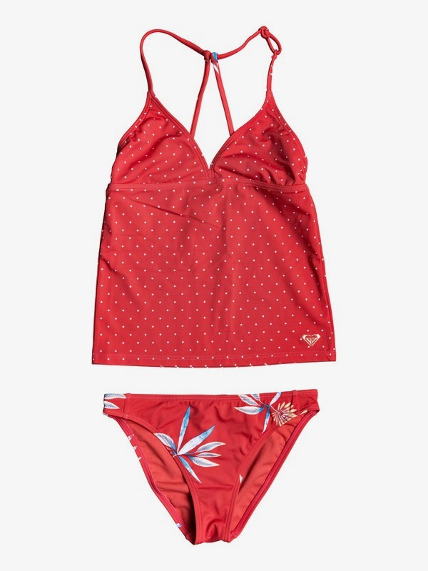 roxy, Girl's 7-14 Folky Way Tankini Set, CHRYSANTHEMUM ROUGH FLOWERS (rnf7) 0 Girl's 7-14 Folky Way Tankini Set Red ERGX203234 Roxy