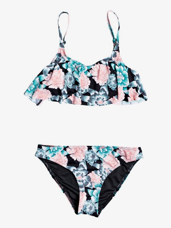 roxy, Surf My Mind Flutter Bikini Set, ANTHRACITE S CRYSTAL FLOWER (xkbm) 0 Surf My Mind Flutter Bikini Set Multicolor ERGX203244 Roxy