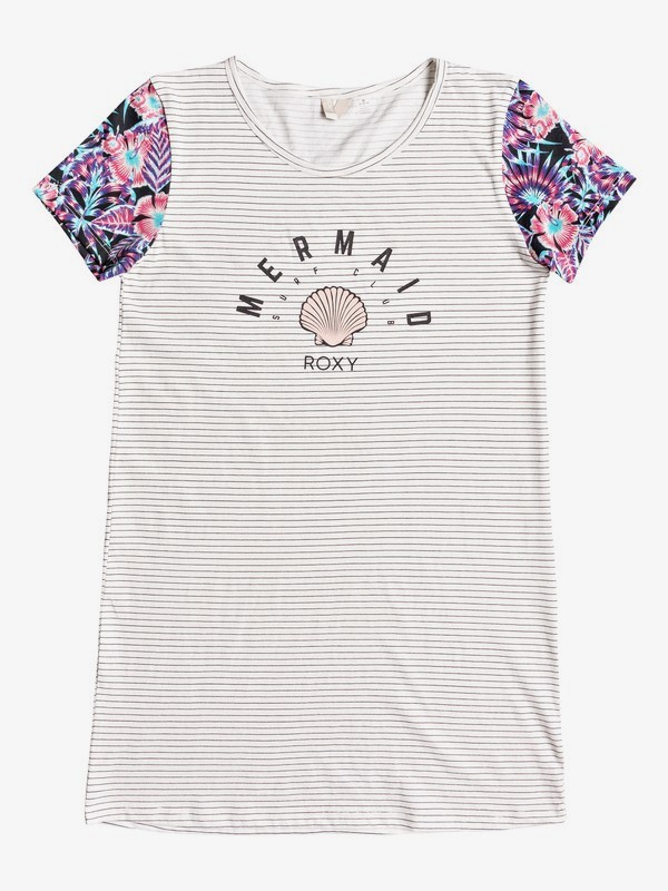 roxy, Surfing Miami - Robe tee-shirt pour Fille 8-16 ans, MARSHMALLOW BASIC STRIPE 2 (wbt1) 0 Surfing Miami - Robe tee-shirt pour Fille 8-16 ans Blanc ERGX603011 Roxy