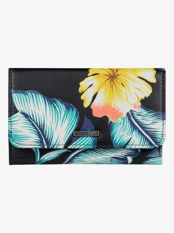 roxy, Juno Tri-Fold Wallet, ANTHRACITE TROPICAL LOVE S (kvj6) 0 Juno Tri-Fold Wallet Black ERJAA03547 Roxy