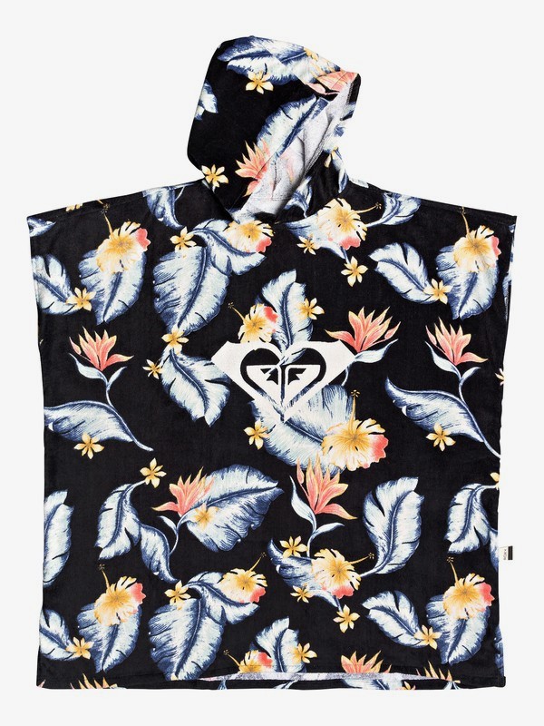 roxy, Pass This On Again - Surf-Poncho, ANTHRACITE TROPICAL LOVE S (kvj6) 0 Pass This On Again - Surf-Poncho Schwarz ERJAA03560 Roxy