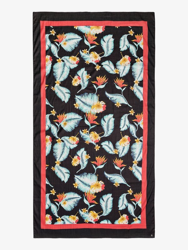 roxy, Lay Me Down - Beach Towel, ANTHRACITE TROPICAL LOVE S (kvj6) 0 Lay Me Down - Beach Towel Black ERJAA03566 Roxy