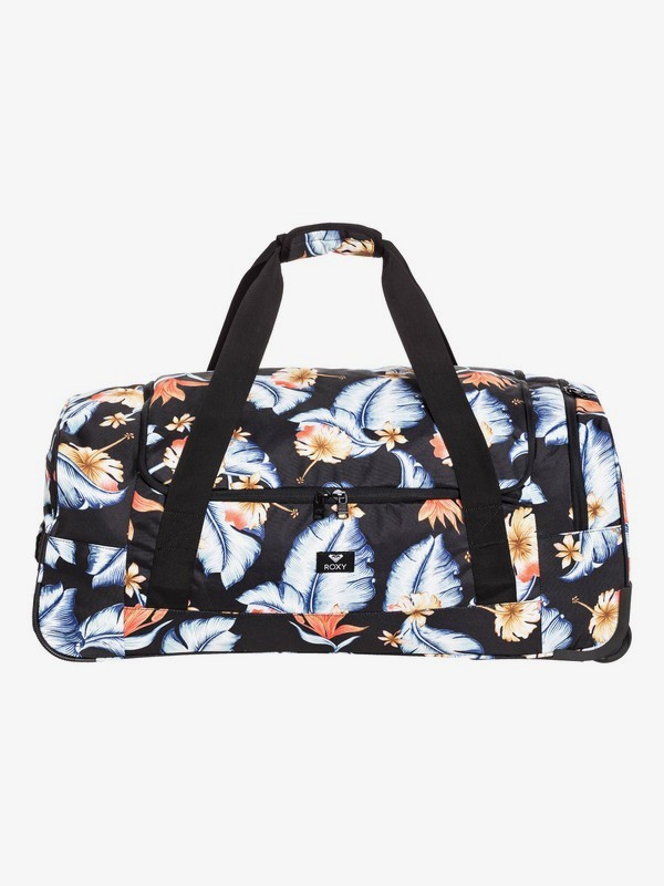 roxy, Distance Across 60L - Large Wheeled Duffle Bag, ANTHRACITE TROPICAL LOVE S (kvj6) 0 Distance Across 60L - Large Wheeled Duffle Bag Black ERJBL03143 Roxy
