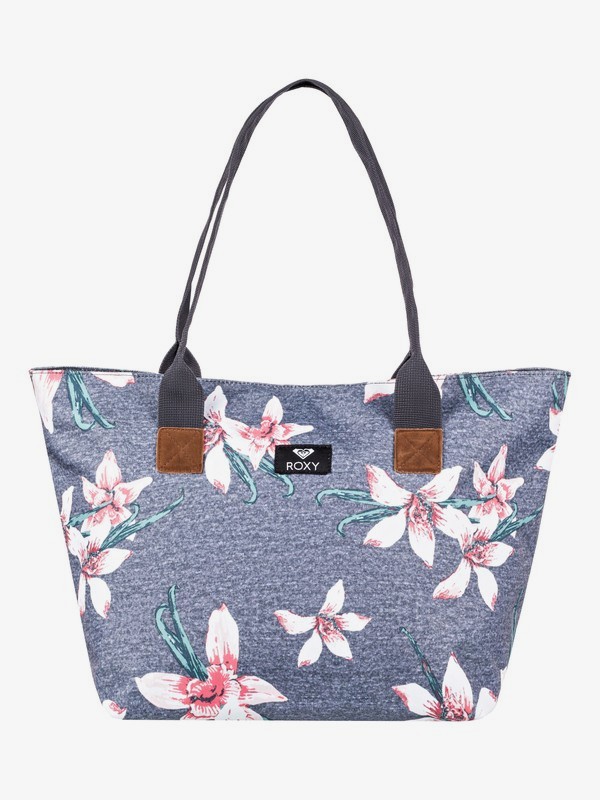 roxy, Good Things - Bolsa de playa con asas de tamaño mediano, CHARCOAL HEATHER FLOWER FIELD (kpg6) 0 Good Things - Bolsa de playa con asas de tamaño mediano Negro ERJBP03750 Roxy
