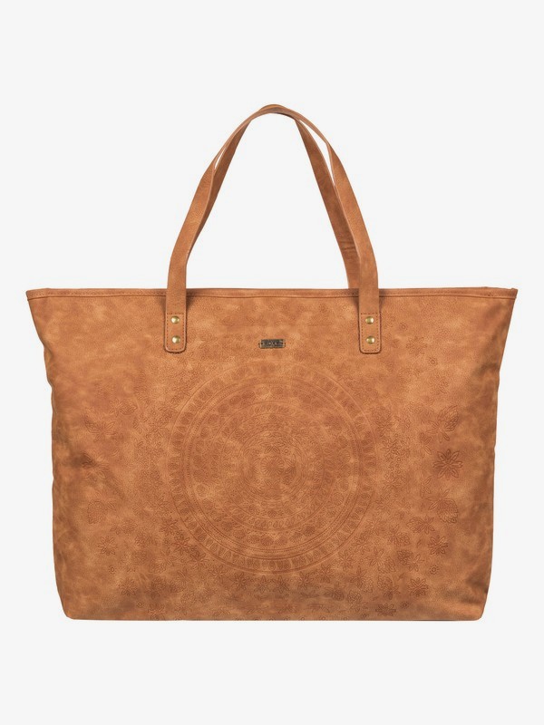 roxy, Set It On Fire Faux Leather Tote Bag, CAMEL (nlf0) 0 Set It On Fire Faux Leather Tote Bag Orange ERJBP03872 Roxy