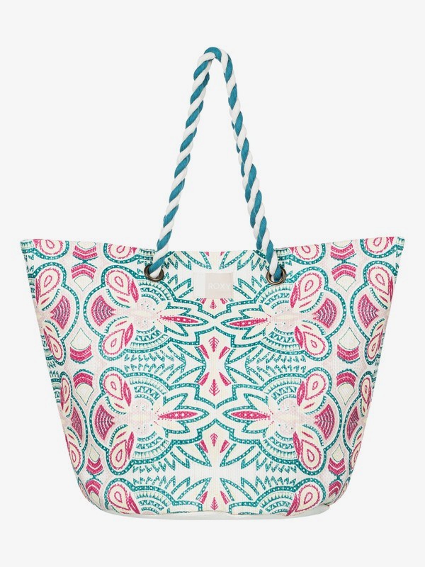 roxy, Sunseeker - Bolsa de Playa de Paja, MARSHMALLOW TRIBAL VIBES (xwwg) 0 Sunseeker - Bolsa de Playa de Paja Blanco ERJBT03084 Roxy