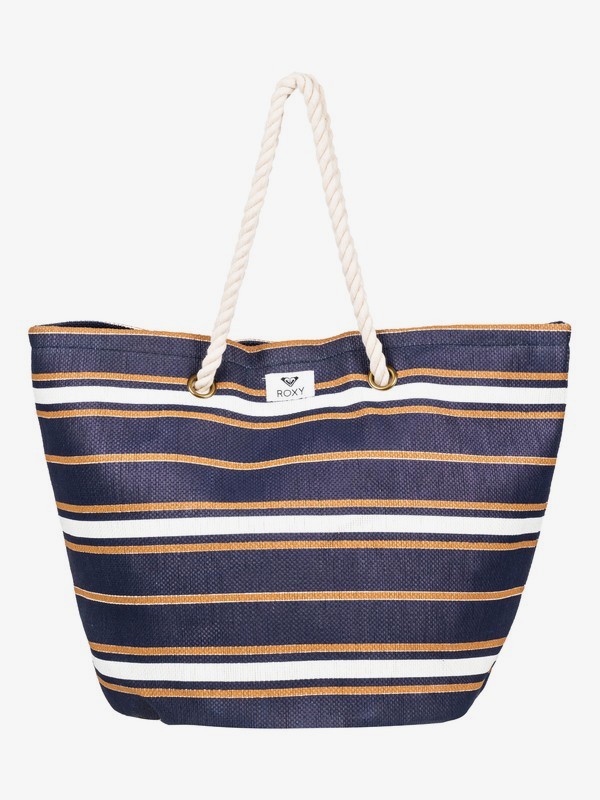 roxy, Sunseeker 30L Straw Beach Bag, MEDIEVAL BLUE MACY STRIPE SWIM (bte3) 0 Sunseeker 30L Straw Beach Bag Blue ERJBT03121 Roxy