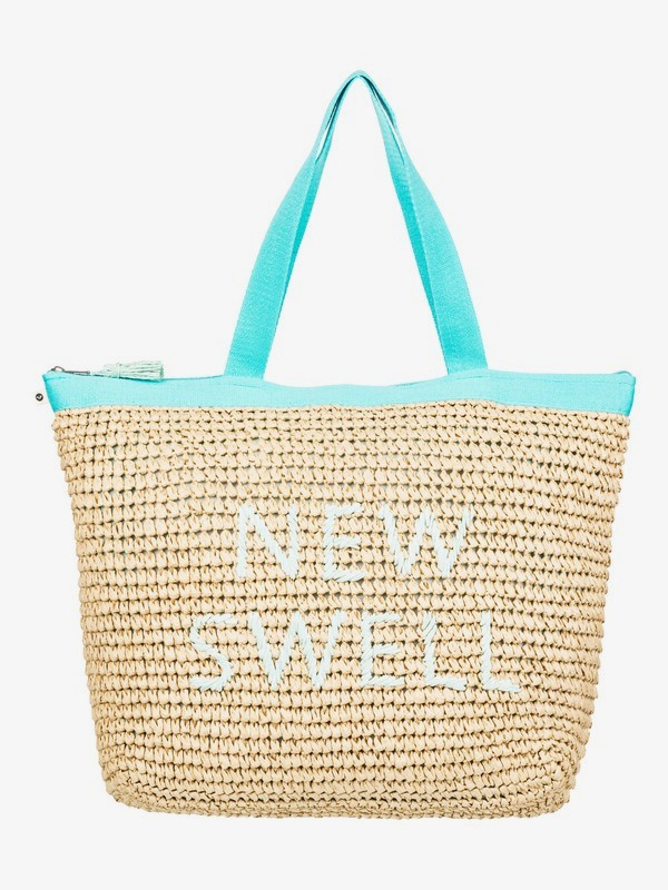 roxy, Heard That Sound Straw Tote Bag, ATLANTIS (gmh0) 0 Heard That Sound Straw Tote Bag Green ERJBT03126 Roxy