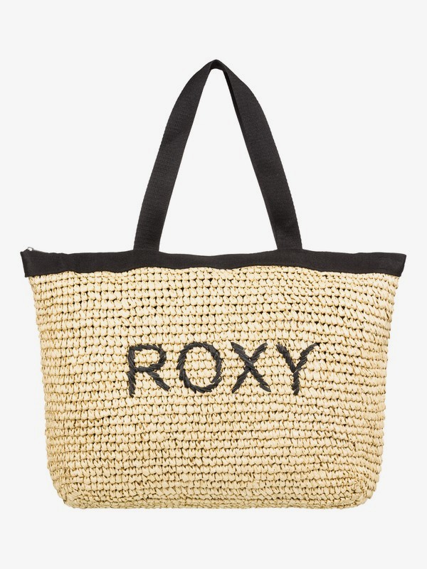 roxy, Heard That Sound Straw Tote Bag, TRUE BLACK (kvj0) 0 Heard That Sound Straw Tote Bag Black ERJBT03126 Roxy