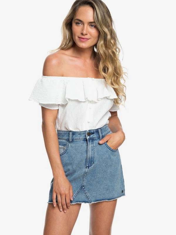 roxy, Java To Lombok Denim Skirt, MEDIUM BLUE (bmtw) 0 Java To Lombok Denim Skirt Blue ERJDK03008 Roxy
