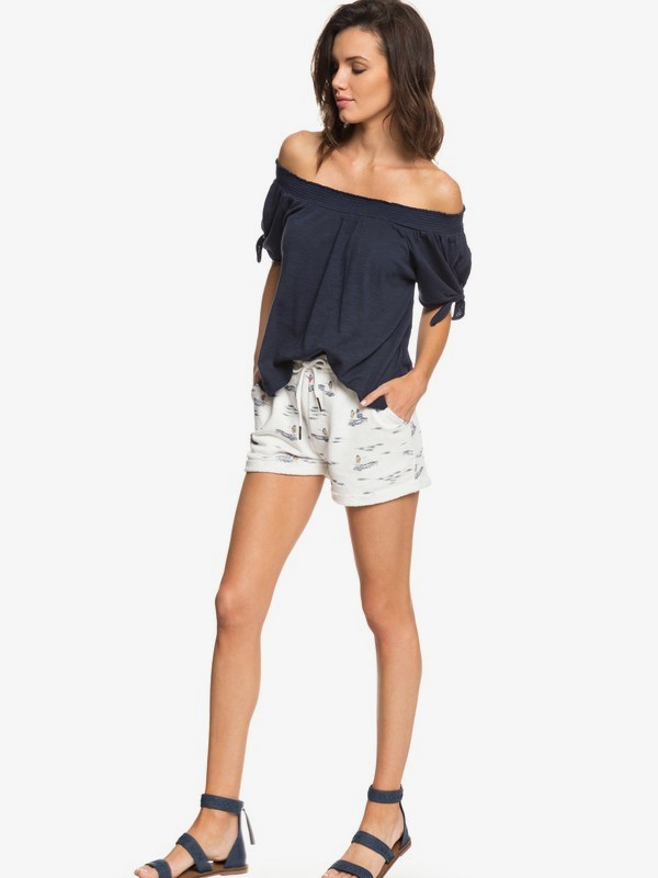 roxy, Trippin - Sweat Shorts for Women, MARSHMALLOW BOAT TRIP SMALL (xwyb) 0 Trippin - Sweat Shorts for Women White ERJFB03163 Roxy