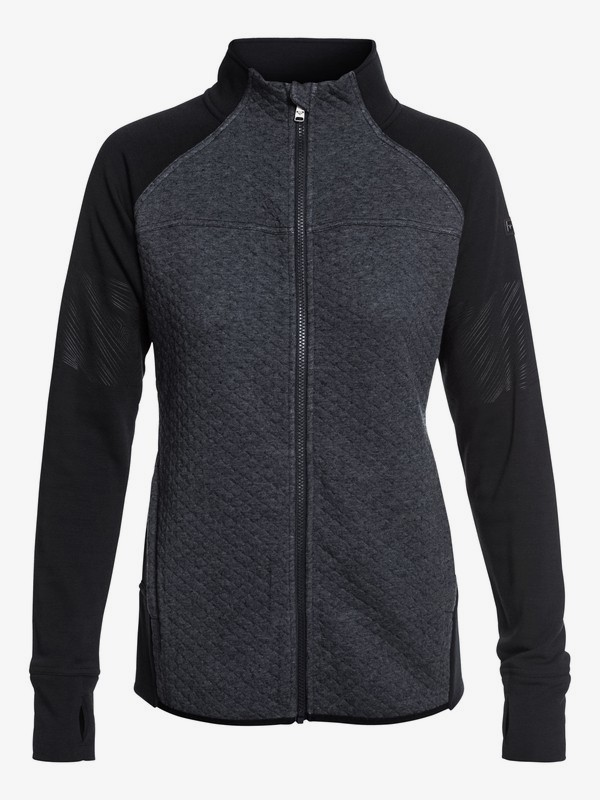 roxy, ROXY Premiere Technical Zip-Up Sweatshirt, TRUE BLACK (kvj0) 0 ROXY Premiere Technical Zip-Up Sweatshirt Black ERJFT03740 Roxy