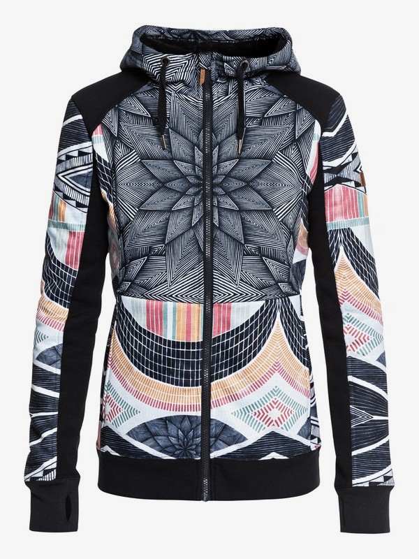 roxy, Frost Technical Zip-Up Hoodie, TRUE BLACK_POP SNOW STARS (kvj6) 0 Frost Technical Zip-Up Hoodie Black ERJFT03745 Roxy
