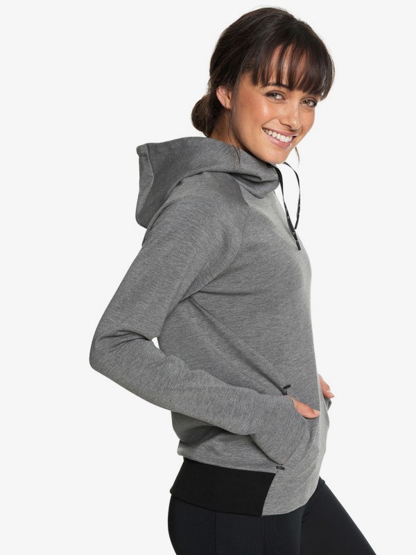 roxy, By Here Now - Sweat à capuche en matière contrecollée pour Femme, CHARCOAL HEATHER (ktah) 0 By Here Now - Sweat à capuche en matière contrecollée pour Femme Noir ERJFT03784 Roxy