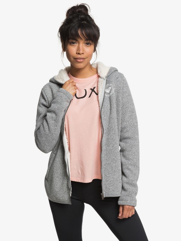 roxy, Super Cosy A - Kapuzenpulli mit Reißverschluss für Frauen, CHARCOAL HEATHER (ktah) 0 Super Cosy A - Kapuzenpulli mit Reißverschluss für Frauen Schwarz ERJFT03787 Roxy