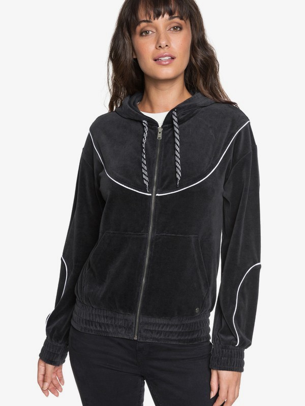 roxy, Smouldering Flame - Sudadera aterciopelada con capucha y cremallera para Mujer, TRUE BLACK (kvj0) 0 Smouldering Flame - Sudadera aterciopelada con capucha y cremallera para Mujer Negro ERJFT03813 Roxy