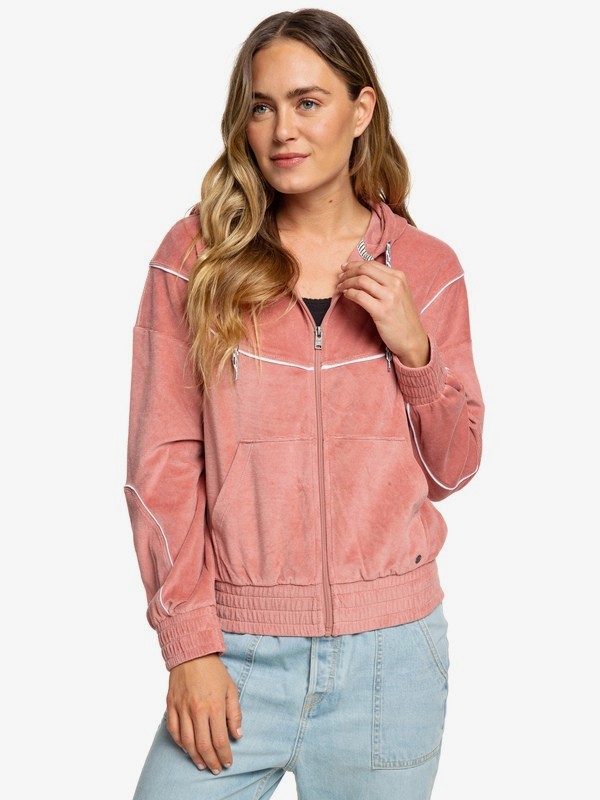 roxy, Smouldering Flame - Sweat à capuche zippé en velours pour Femme, WITHERED ROSE (mmg0) 0 Smouldering Flame - Sweat à capuche zippé en velours pour Femme Rose ERJFT03813 Roxy