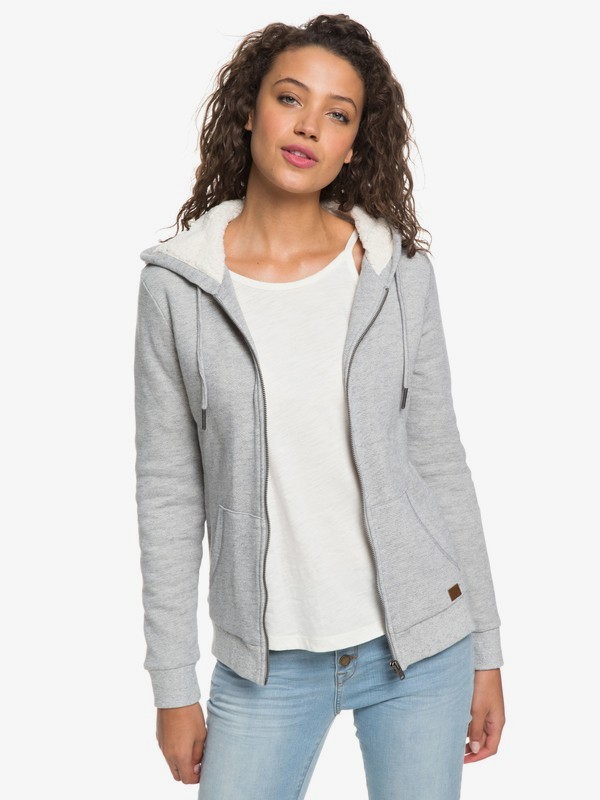 roxy, Trippin Sherpa Zip-Up Hoodie, HERITAGE HEATHER (sgrh) 0 Trippin Sherpa Zip-Up Hoodie Grey ERJFT03821 Roxy