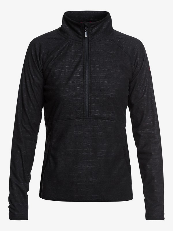roxy, Cascade Technical Half-Zip Fleece, TRUE BLACK_INDIE STRIPES EMBOS (kvj8) 0 Cascade Technical Half-Zip Fleece Black ERJFT03855 Roxy