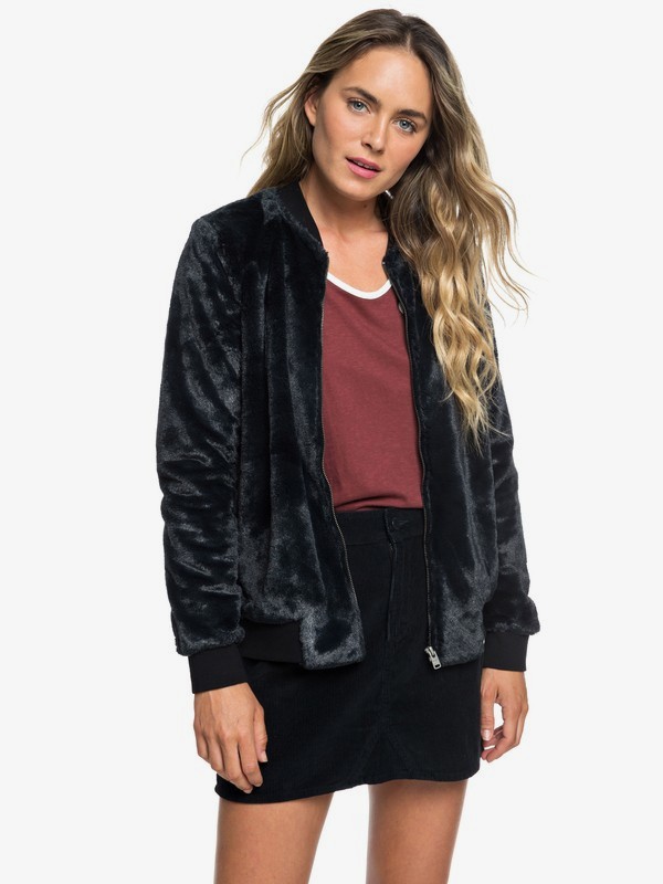 roxy, Chamarra Bomber con pelo falso Tropical Rain, TRUE BLACK (kvj0) 0 Chamarra Bomber con pelo falso Tropical Rain Negro ERJFT03872 Roxy