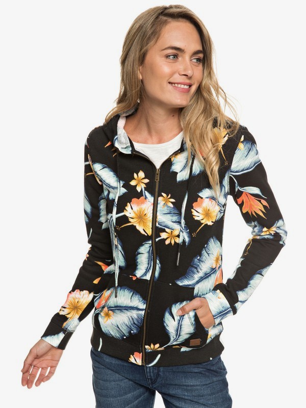 roxy, Толстовка на молнии Trippin, ANTHRACITE TROPICAL LOVE (kvj6) 0 Толстовка на молнии Trippin Черный ERJFT03901 Roxy
