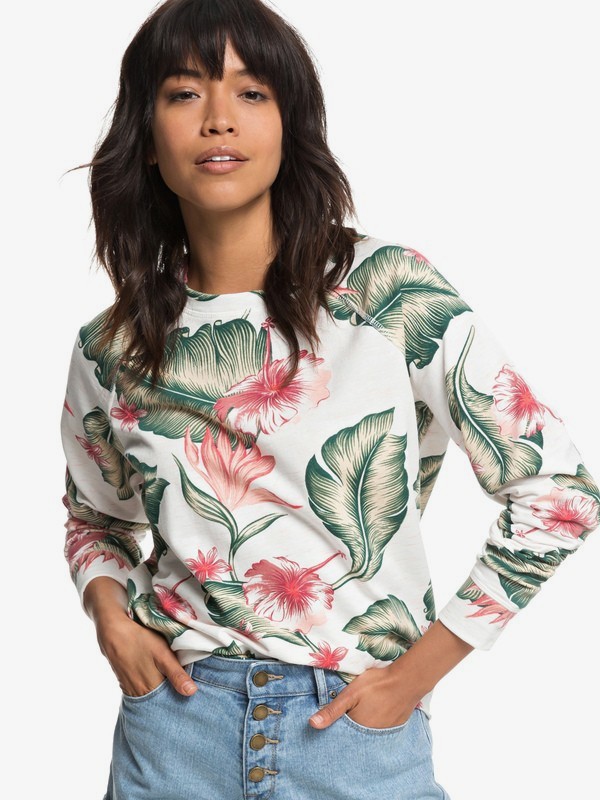 roxy, Girls Of Summer - Sweatshirt für Frauen, MARSHMALLOW TROPICAL LOVE (wbt7) 0 Girls Of Summer - Sweatshirt für Frauen Weiss ERJFT03906 Roxy