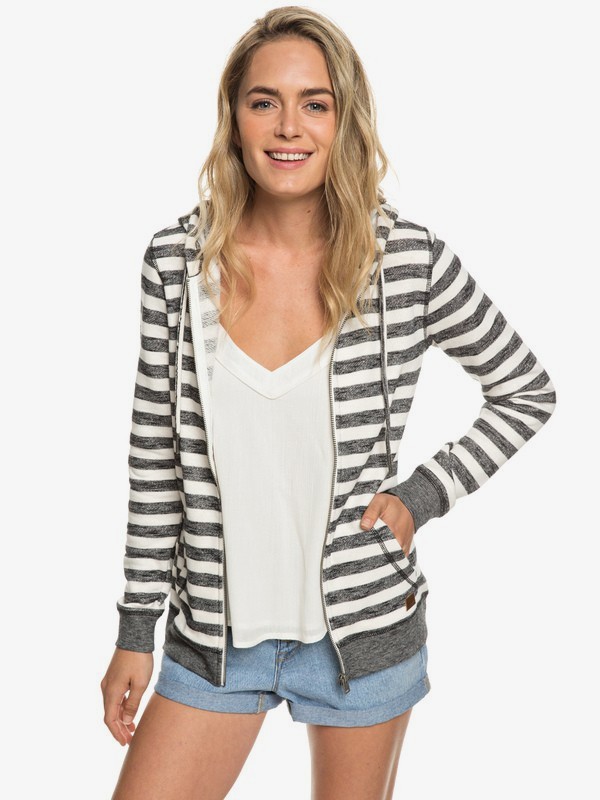 roxy, Trippin - Sweat à capuche zippé pour Femme, BLACK 2X2 STRIPE (xwwk) 0 Trippin - Sweat à capuche zippé pour Femme Blanc ERJFT03934 Roxy