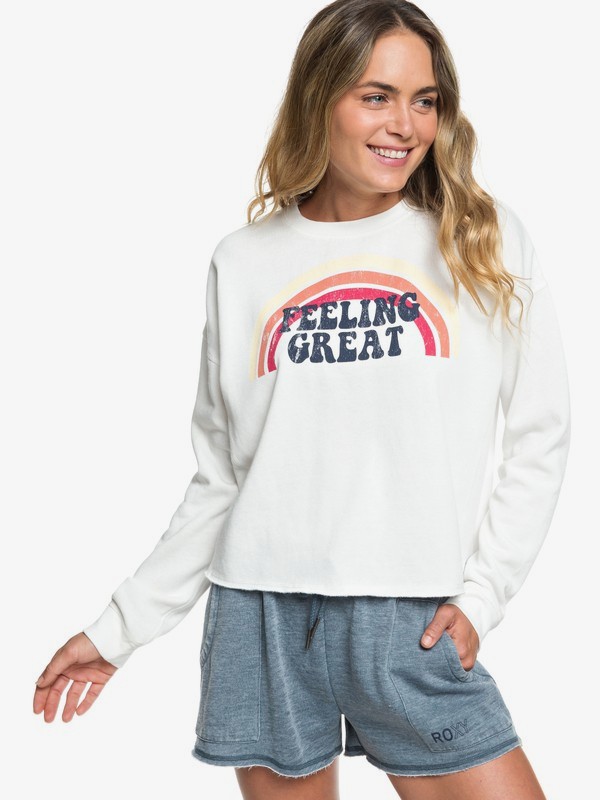 roxy, Dream Believer A Cropped Sweatshirt, MARSHMALLOW (wbt0) 0 Dream Believer A Cropped Sweatshirt White ERJFT04004 Roxy