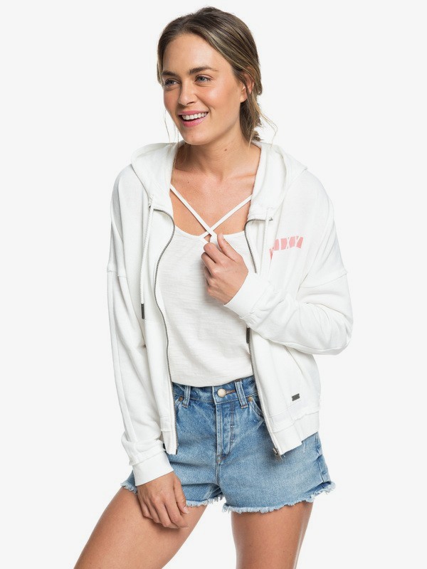 roxy, Take On The World A Zip-Up Hoodie, MARSHMALLOW (wbt0) 0 Take On The World A Zip-Up Hoodie White ERJFT04007 Roxy