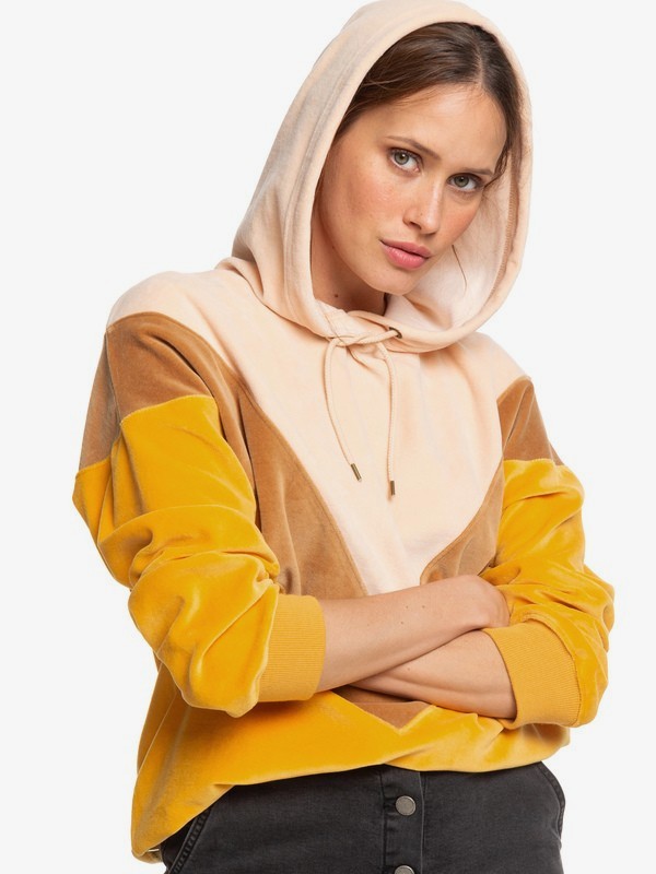 roxy, Chasing Waves Velour Hoodie, GOLDEN GLOW (yks0) 0 Chasing Waves Velour Hoodie Yellow ERJFT04041 Roxy