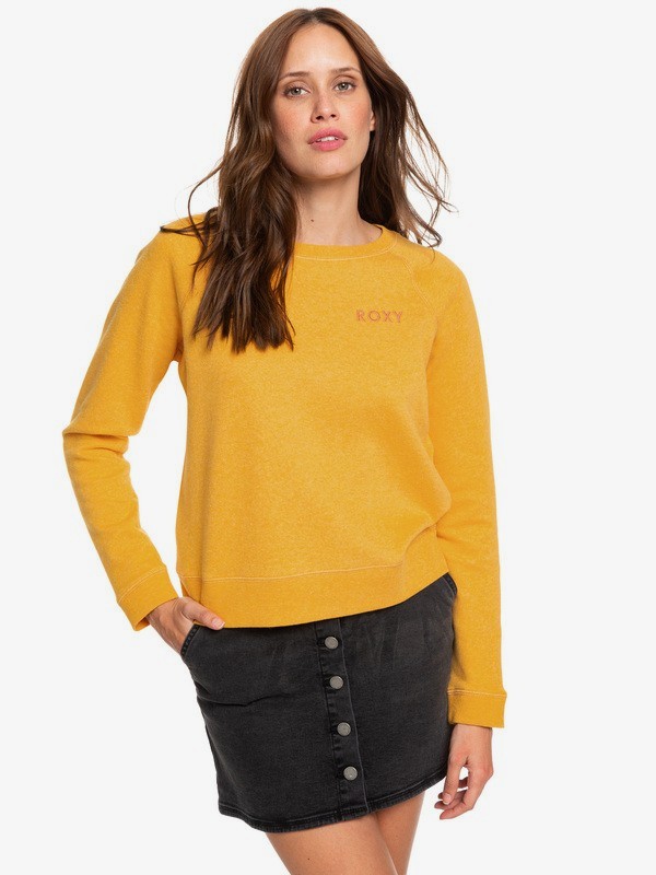 roxy, Stay Together Sweatshirt, GOLDEN GLOW HEATHER (yksh) 0 Stay Together Sweatshirt Yellow ERJFT04066 Roxy