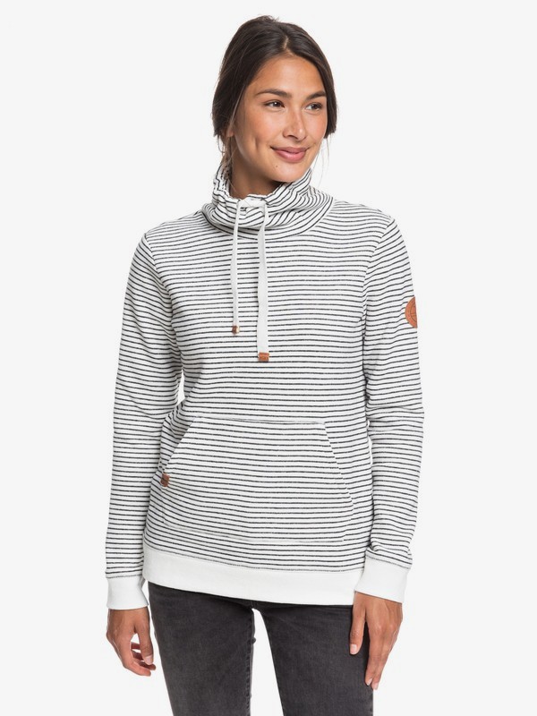 roxy, Worlds Away Funnel Neck Sweatshirt, ANTHRACITE MARINA STRIPES (kvj3) 0 Worlds Away Funnel Neck Sweatshirt Black ERJFT04071 Roxy