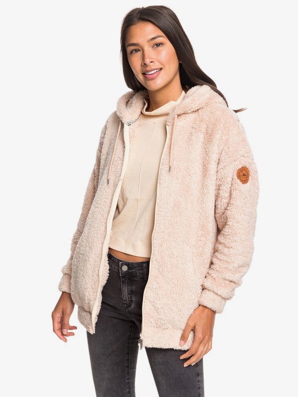 roxy, Head On Down Sherpa Zip-Up Hoodie, NATURAL (yef0) 0 Head On Down Sherpa Zip-Up Hoodie Yellow ERJFT04109 Roxy