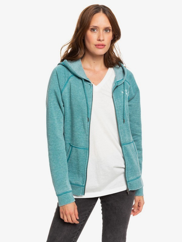 roxy, Wait For Waves C Zip-Up Hoodie, EVERGLADE (bss0) 0 Wait For Waves C Zip-Up Hoodie Blue ERJFT04122 Roxy